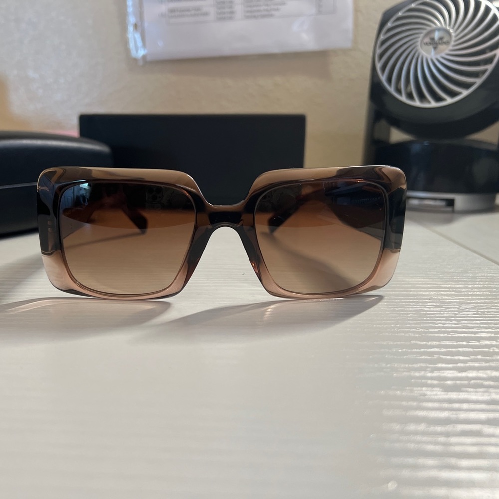 Versace Oversized Square Acetate Sunglasses (Brown)